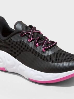 all in motion Black and Pink Kids' Sneakers — Sporty Mesh Design